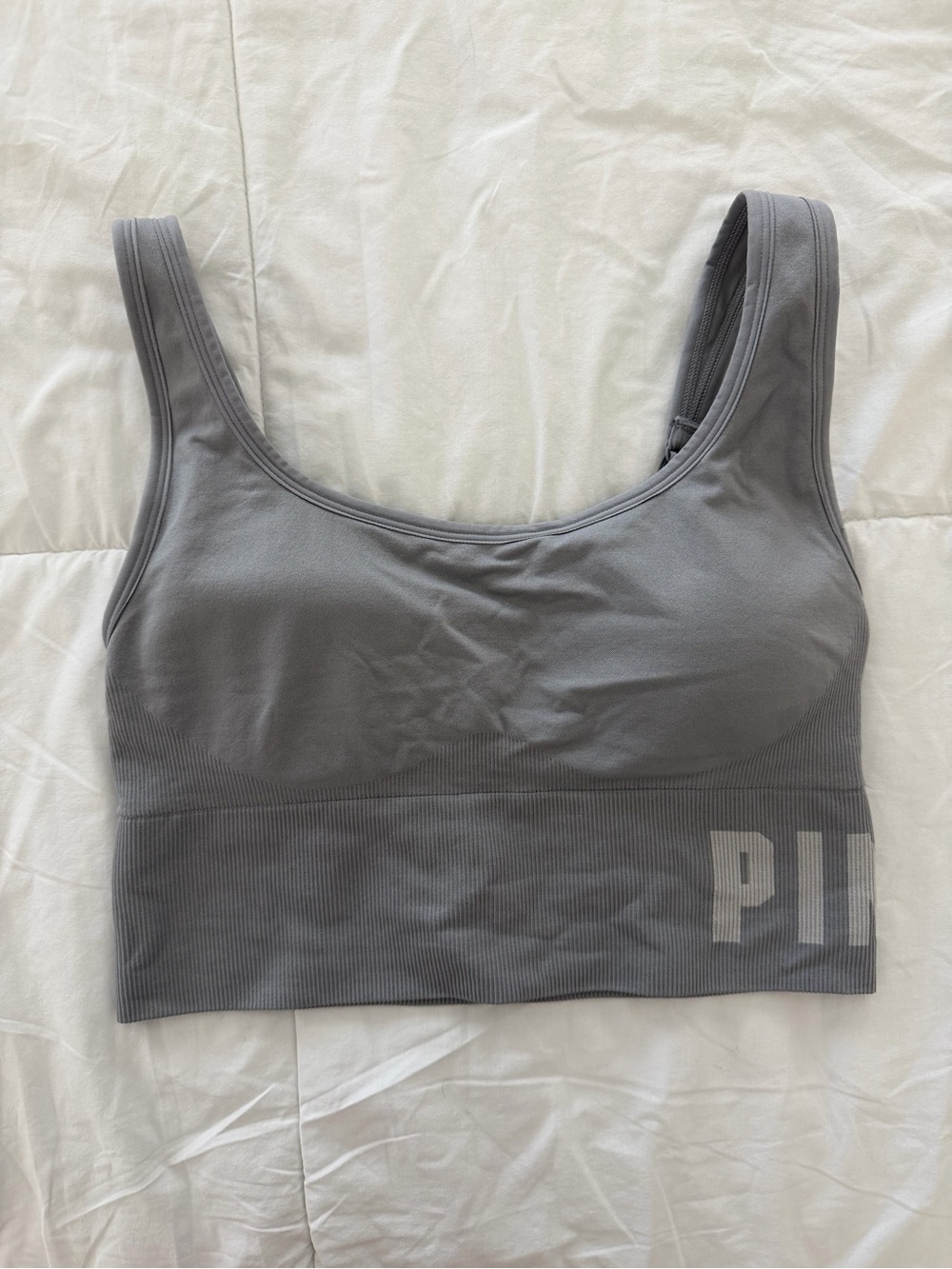 PINK Victoria's Secret Gray Seamless Sport Bra Large NWOT